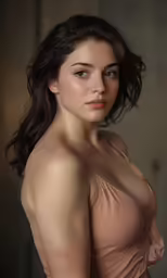 a portrait of a young girl in beige