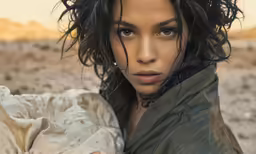 a woman is covered with water and she is holding her jacket