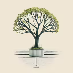 tree with green leaves against a light grey background