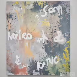 this is a close up of a canvas with graffiti