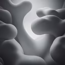 a group of white sculptures in a corner
