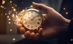 a person holding up an elegantly designed watch