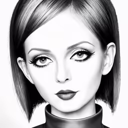 a drawing of a woman with a black collar
