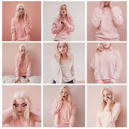 a series of different women wearing pink outfits