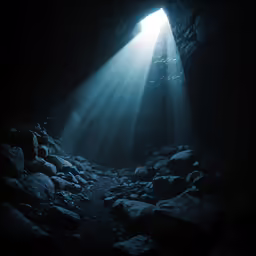 the light shines in from inside a cave