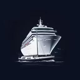 a big cruise ship on the water with bright lights on it