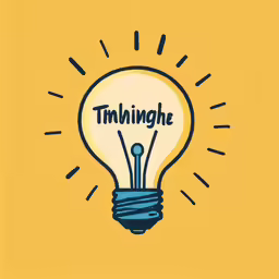 a cartoon light bulb with the words thinking on it