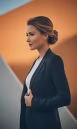 the woman is dressed in business attire