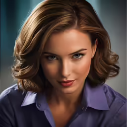 a woman wearing blue looks to the side