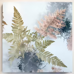 an assortment of leaf shapes in the background