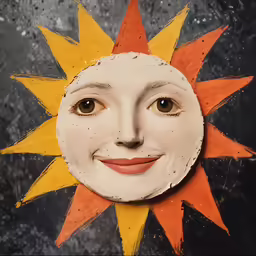 a picture of the face of a sun on paper