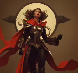 a woman in a costume is dressed as a hero