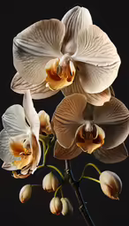 a white flower with several brown centers on it