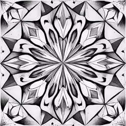 a drawing of an art work with white and black designs