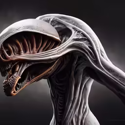 a creature with an open mouth and a large head