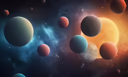 different planets floating in the outer space