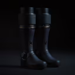 a pair of rain boots sit on a dark surface
