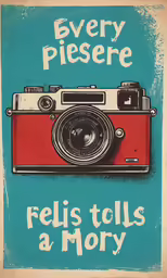a retro camera with the words, every pierce is folls rolls