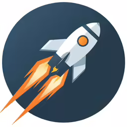an orange rocket with its smoke and flames flying through the air