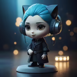 a figurine with headphones on top of it