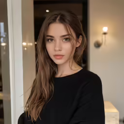 a beautiful young woman standing in a doorway