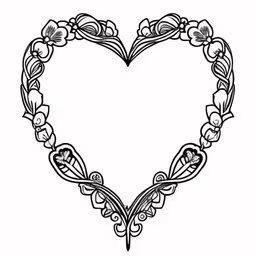 a heart shape frame with flowers and leaves around it,a decorative heart shape with hearts, flowers and leaves