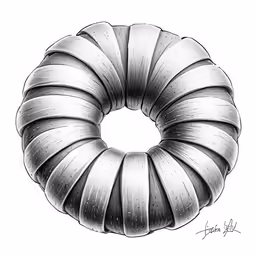 a black and white drawing of a ringy shape