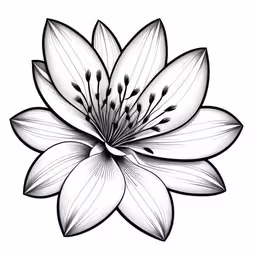 a flower on a white background,black and white ink drawing of a flower