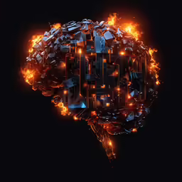 a 3d rendering of a fire - breathing brain