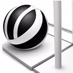 a black and white ball on a white table