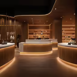 modern, dim, illuminated and elegant reception area
