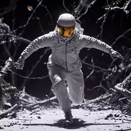 a man in white is doing a trick on a snowboard
