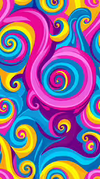 a bright background with pink, yellow, and blue swirls,a blue and yellow background with swirls