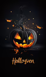 pumpkins with smoke coming out of them on a black background