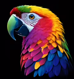 a close up photo of a colorful parrot