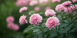 the pink flowers are blooming in the field