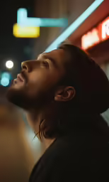 man in profile facing away from the camera