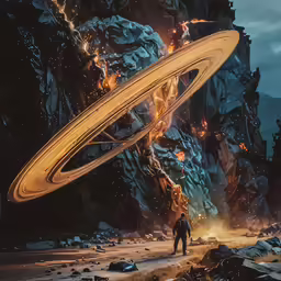 two men standing in front of a giant object