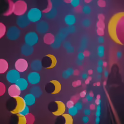 the neon light of a room is painted colorfully