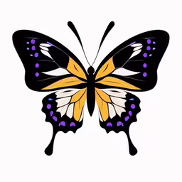 a painting of a yellow and black butterfly with different patterns on it,a beautiful yellow and black butterfly with yellow wings