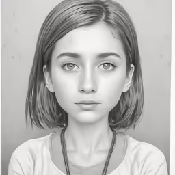 a drawing of a girl is shown in a black and white photo