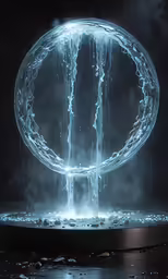 the artistic lighting has long flowing water on it