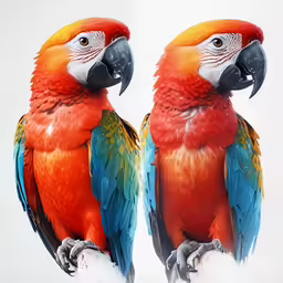 two parrots perched on top of each other