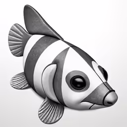 this is an illustration of a black and white striped fish