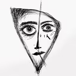 a drawing with an inverted face with eyebrows