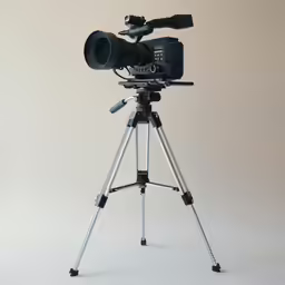 a camera on a tripod and its reflection