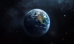 a space scene showing earth from space, including stars