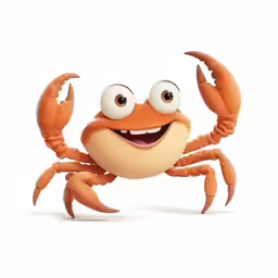 a cute orange crab with googly eyes and a mustache