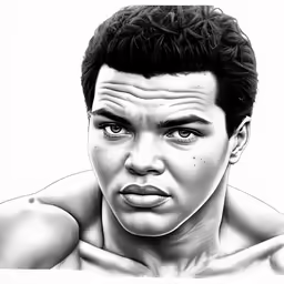 a drawing of a man with his shirt turned down