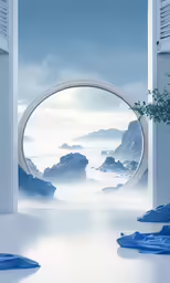 an arch opening onto a mountainous landscape